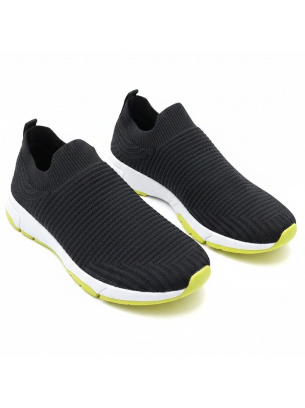 Cat & Jack Men's Black and Lime Slip-On Sneakers